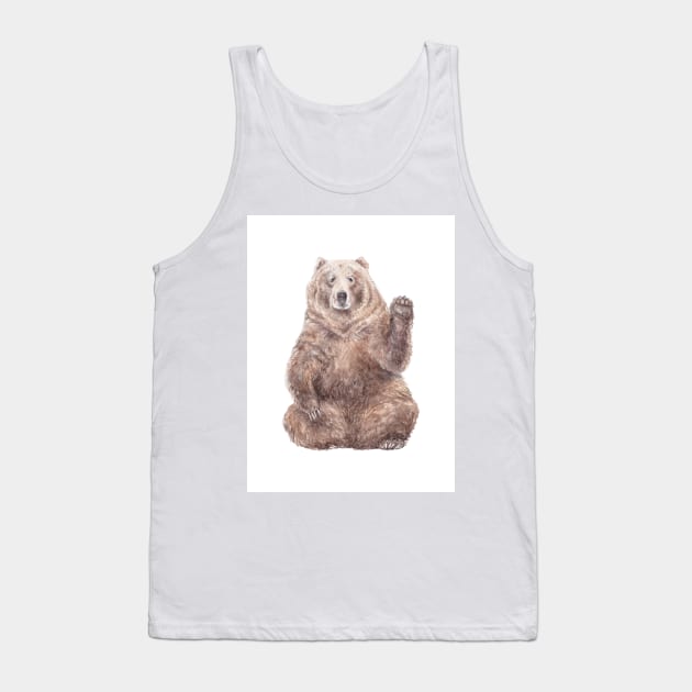 Brown Bear Saying HI Tank Top by wanderinglaur